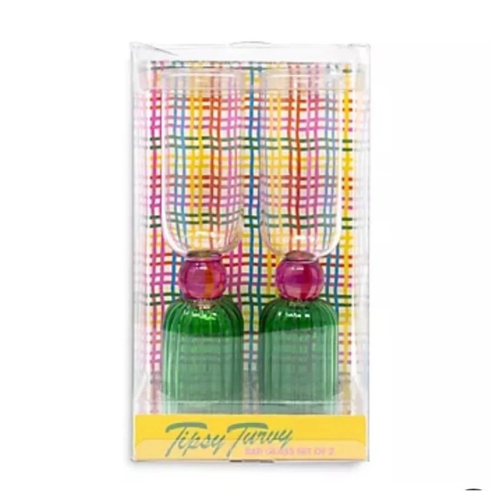 ban.do Green & Pink Tipsy Turney Bar Glasses Set of 2